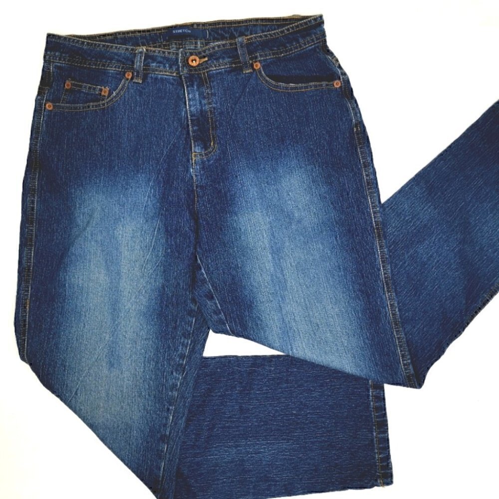 Bill Blass Women's 10 High Rise Cotton Blue Copper Tone Easy Stretch Jeans